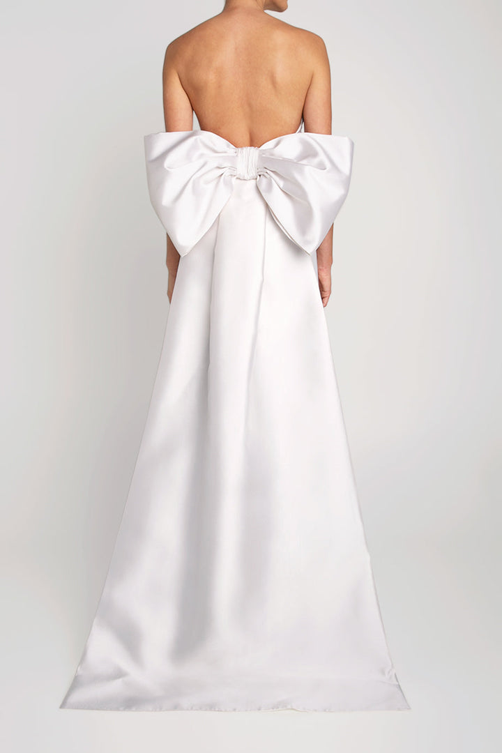 Camille Silk and Wool Mini Dress with Removable Train