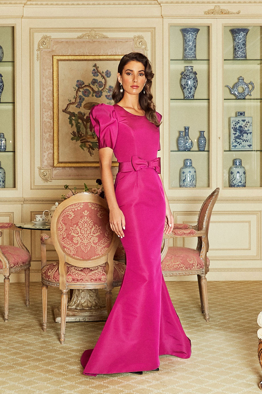 Constance Silk Faille Mermaid Gown with Bow Belt