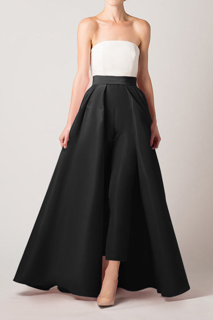 Silk Faille Cigarette Pants with Convertible Skirt