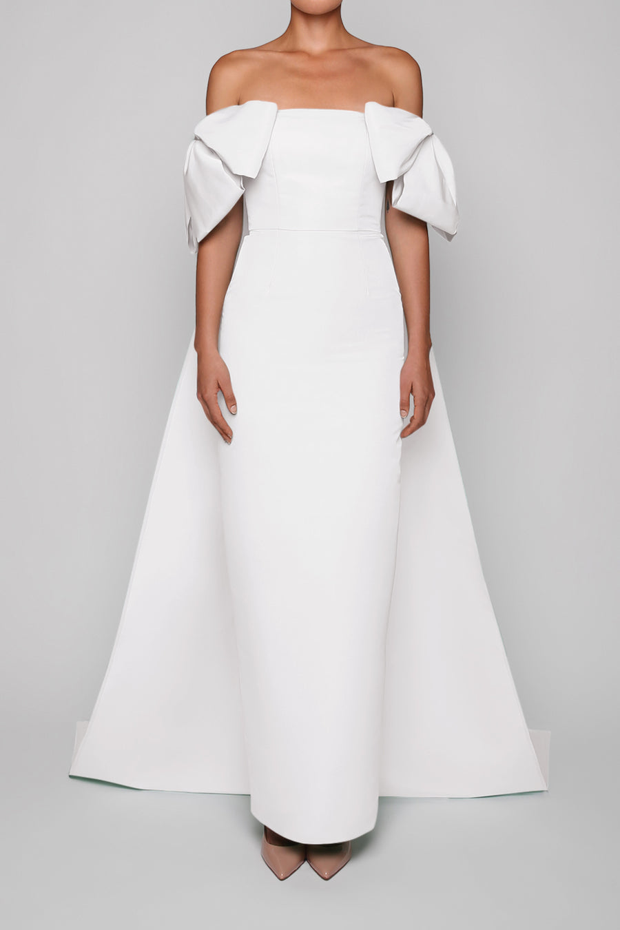 Josephine Silk Faille Column Gown with Detachable Cape
