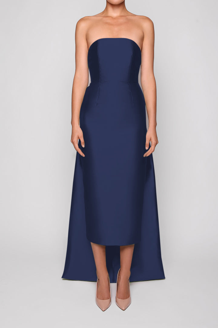 Marion Silk and Wool Midi Dress with Detachable Train