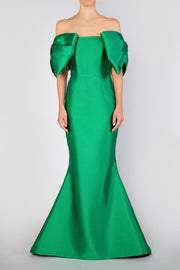 Catalina Silk and Wool Mermaid Gown with Detachable Sashes