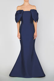 Catalina Silk and Wool Mermaid Gown with Detachable Sashes