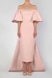 Andrea Silk Faille Midi Dress with Detachable Cape