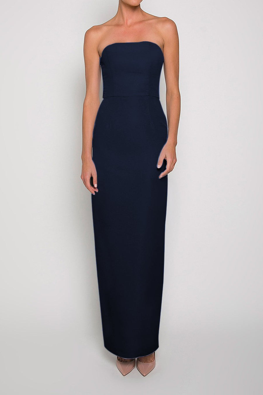 Silk Faille Strapless Column Gown with Bow Convertible Skirt main image 1