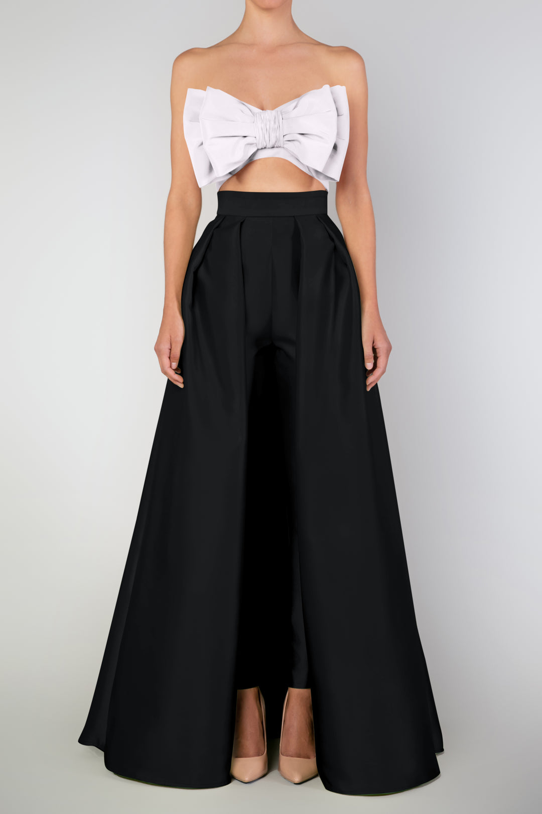 Black Wool Blend High Waisted Cigarette Trousers