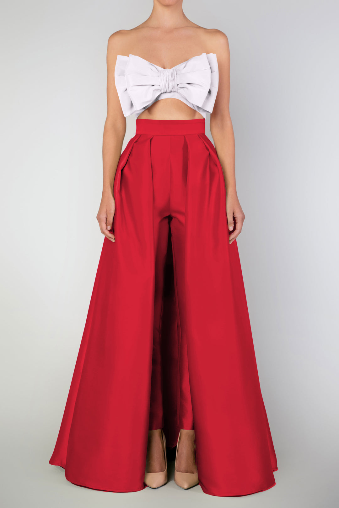 cigarette pants with convertible skirt Silk and Wool Silk Faille 4 / White this skirt is convertible to wide leg pants Hand-Dyed Convertible Cargo Pants Skirt