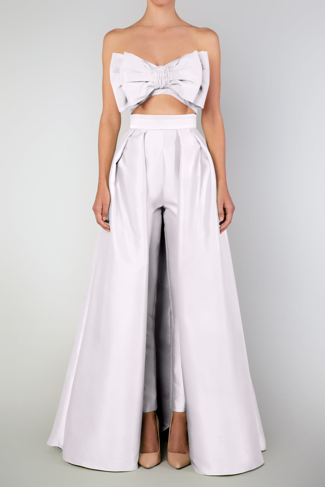 Silk and Wool Cigarette Pants with Convertible Skirt