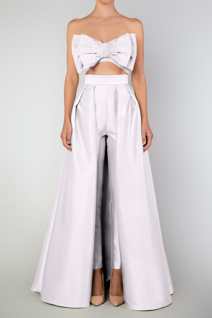 Silk and Wool Cigarette Pants with Convertible Skirt