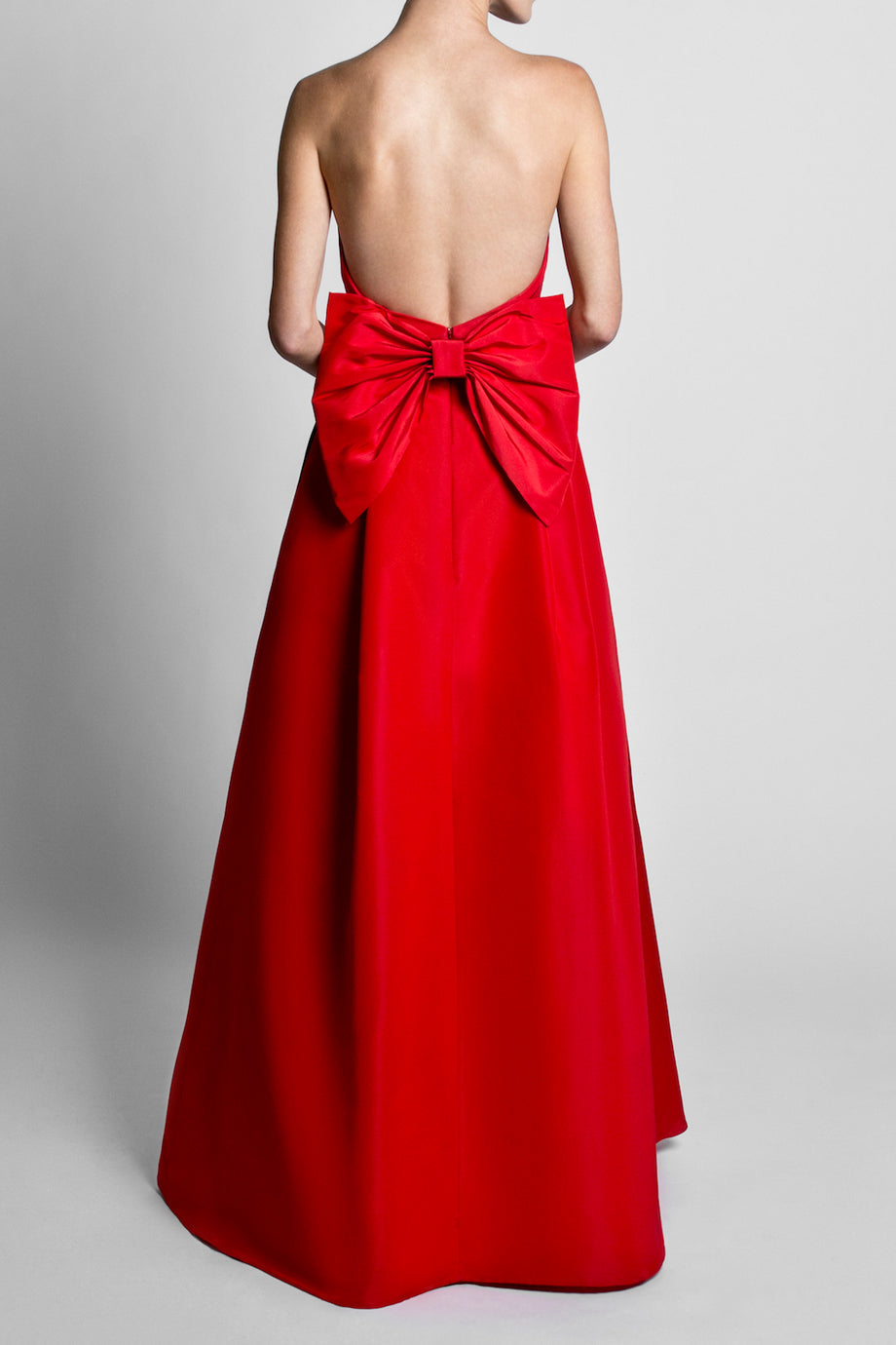 Silk Faille Bow Back Mini Dress with Convertible Skirt 0 / Champgane