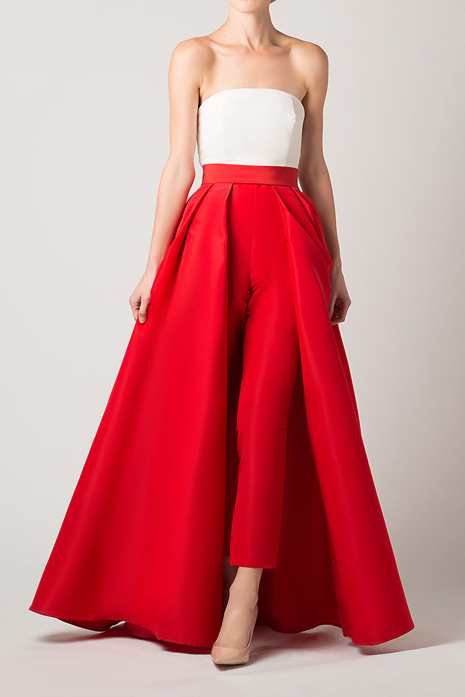 cigarette pants with skirt Silk Faille Cigarette Pants with Convertible Skirt 10 / Red cigarette pants with skirt Silk Faille Cigarette Pants with Convertible Skirt 10 / Red