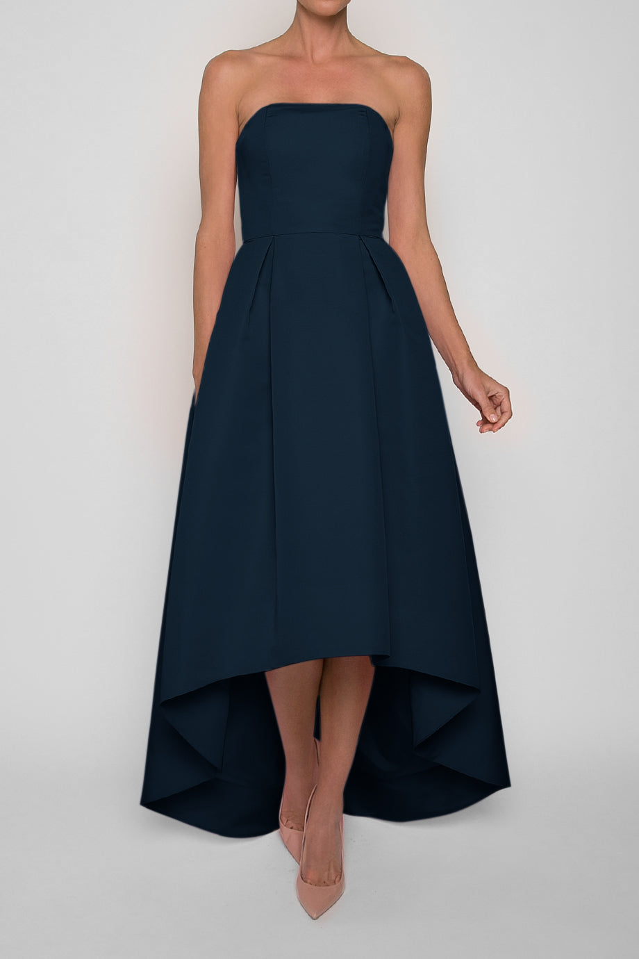 Strapless Silk Faille High Low Gown 16 / Light Blue